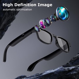 Smart Camera Glasses, AI Smart Glasses with Real-time Translation Music and Call Functions Smart Sunglasses and UV400 Protection,Suitable for Outdoor, Business Work and Travel