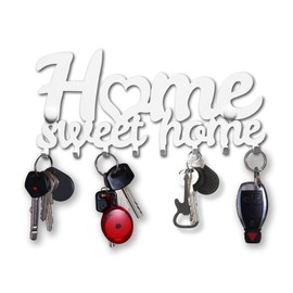 SirHoldeer Key Holder Modern, Home Sweet Home Key Hook, Key Holder Wall, Key Hanger with 8 Hooks, Key Holder Wall, Wall Decoration Hallway, Metal Decoration