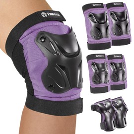 Tanden Skating Protective Gear Kids Knee and Elbow Pads Wrist Guards for Roller Skating Skateboarding, Skate Pads Kids Knee Pads Purple