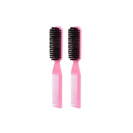 2-in-1 Hair Styling Comb and Brush, Pink, Double-Sided Fine Tooth Comb with Bristles 2pcs