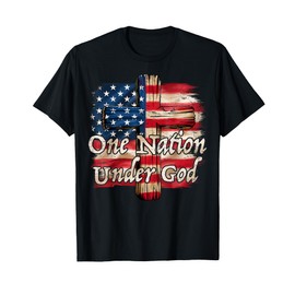 Vintage US Flag One Nation Under God 4th of July Patriotic T-Shirt