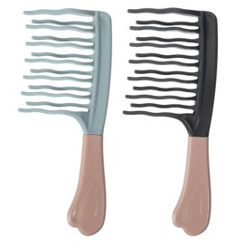 Shimmeroo 2PCS Wide Tooth Comb for Curls,Detangling Brush with Double-Layer Wavy Tooth Design and Ergonomic Handle Permed Hair Fluffy Hairdressing Styling Tool,All Types, Adults, Unisex