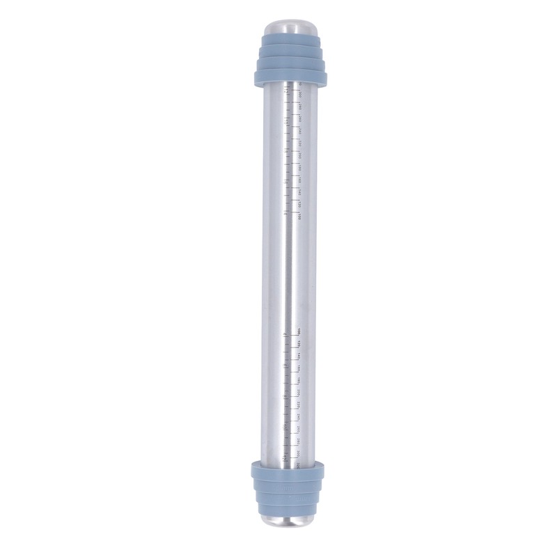 Rolling Pin Dough Roller Stainless Steel with 4 Silicone Guide