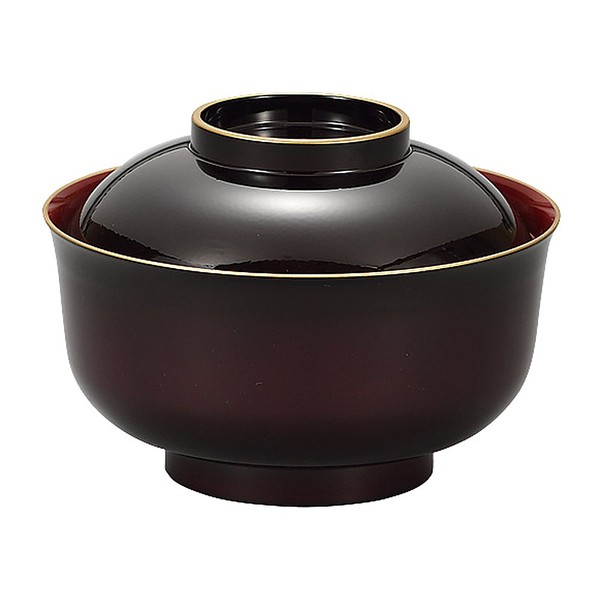 Miyamoto Sangyo Bowl, Japanese-style Lacquer Soup Bowl with Lid, 540ml