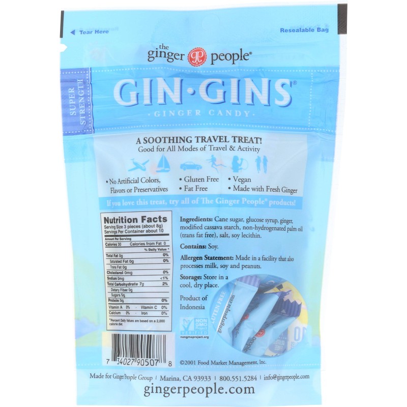 THE GINGER PEOPLE Candy Gingins Boost Travel Bag, 3 OZ