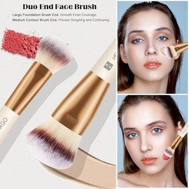 HEYMKGO Juego de 4 brochas de maquillaje, 4 brochas de doble punta para base, contorno, rubor, corrector de sombra de ojos, juego de brochas para líqu