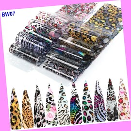 16pcs 20x4cm Mar Texture Nail Foil Transfer Sticker Bw07 for Nails Design Nail Art Stickers Decals Supplies Manicure Tips Sticker Colorful for Nail Decorations