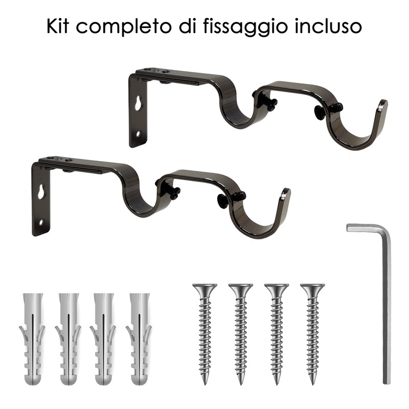 GIRASOLE HOME® 2 x Adjustable Double Curtain Pole Bracket, Heavy