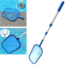Pool Skimmer Net with Telescopic Pole Removal Leaf Rake Swimming Pool Ponds Fast Cleaning Tool with Heavy-Duty Aluminium Frames Deep Mesh Nets