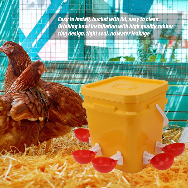 Automatic Chicken Waterer Cup with 12L Handheld Barrel Poultry Drinking