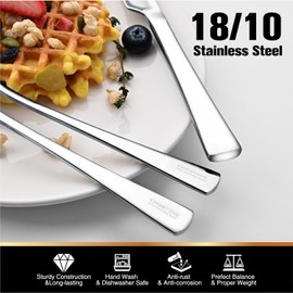KINGSTONE Silverware Set for 8, 45-Piece Forged 18/10 Stainless Steel Flatware Set with Serving Utensils, Mirror Finish Cutlery Set Dishwasher Safe for Home, Restaurant, Wedding, Party