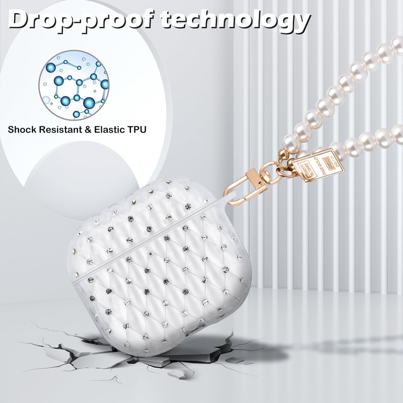 DiyGody for AirPods 4th Generation Case with Pretty Pearl Wrist