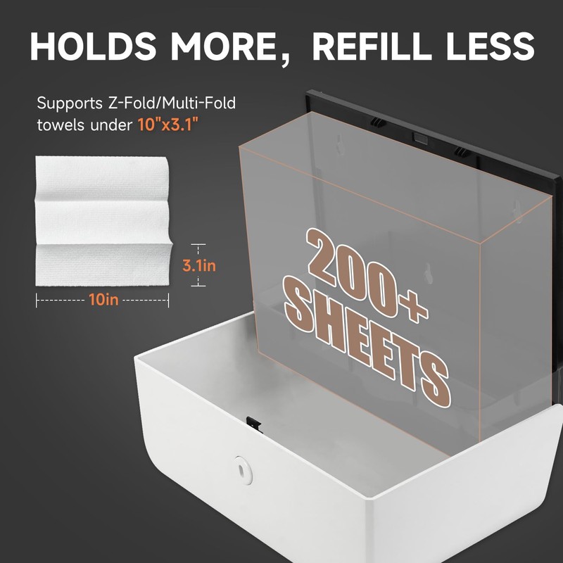 anydry 200-Sheet Wall-Mounted Paper Towel Dispenser, Fits Multi-Fold Towels up