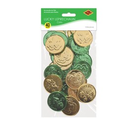 Beistle 30856 40-Pack Lucky Leprechaun Plastic Coins, 1-1/2-Inch