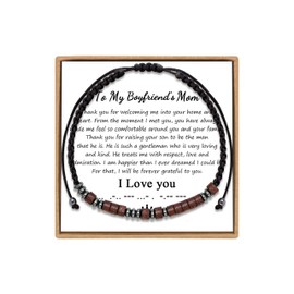 JoycuFF Boyfriend Mom Gifts for Her Birthday Mother's Day Thanksgiving Day Christmas Inspirational Morse Code Bracelets I Love you To My Boyfriend's Mom Wrap String Strand Bracelet for Women