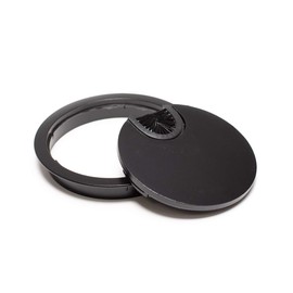 sossai® Cable grommet, cable passage, desk duct with brush for desks, office and worktops, 1 piece, KDM1-BL, design: black, diameter: 80 mm, material: metal