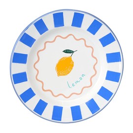 Talking Tables Bon Appetit Handmade Enamel Plate with Lemon Design - Durable, Lightweight, Perfect for Outdoor Dining, Picnic, Camping, and Beach - Stylish Summer Tableware Dishwasher Safe 25cm