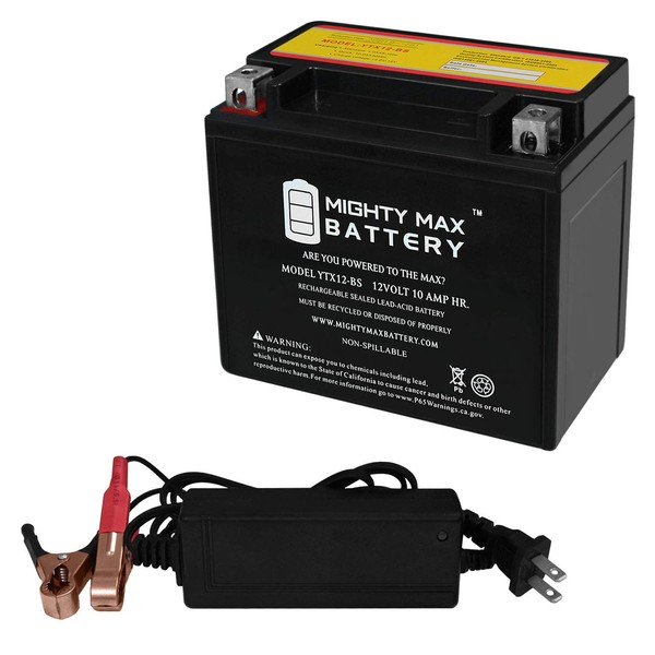 YTX12-BS Battery Replaces RTX12-BS Part Unlimited + 12V 2Amp Charger