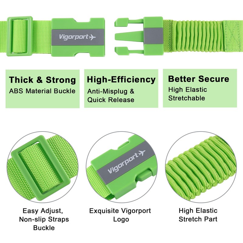 Vigorport Luggage Straps with Stretch Part, Suitcase Belt TSA Approved