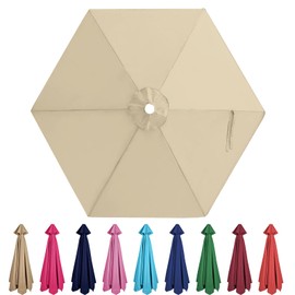 Jorohiker 7.5ft Patio Umbrella Replacement Canopy for 6 Ribs，Durable，Waterproof, UV-Resistant & Easy to Install，Khaki Canopy Only