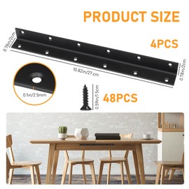 L Shape Angle Connector, Pack of 4 Metal Angle Hole Angle, 90 Degree Angle Corner Connector, Heavy Duty Wood Connector, Corner Bracket, for Reinforcement Repair Tables, Cabinets, Furniture (275 x 25 x