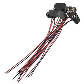 10 Pack T Type 9 V Battery Clip Connector Long Cable Connection Hard Shell Black Red Connector (T Type)