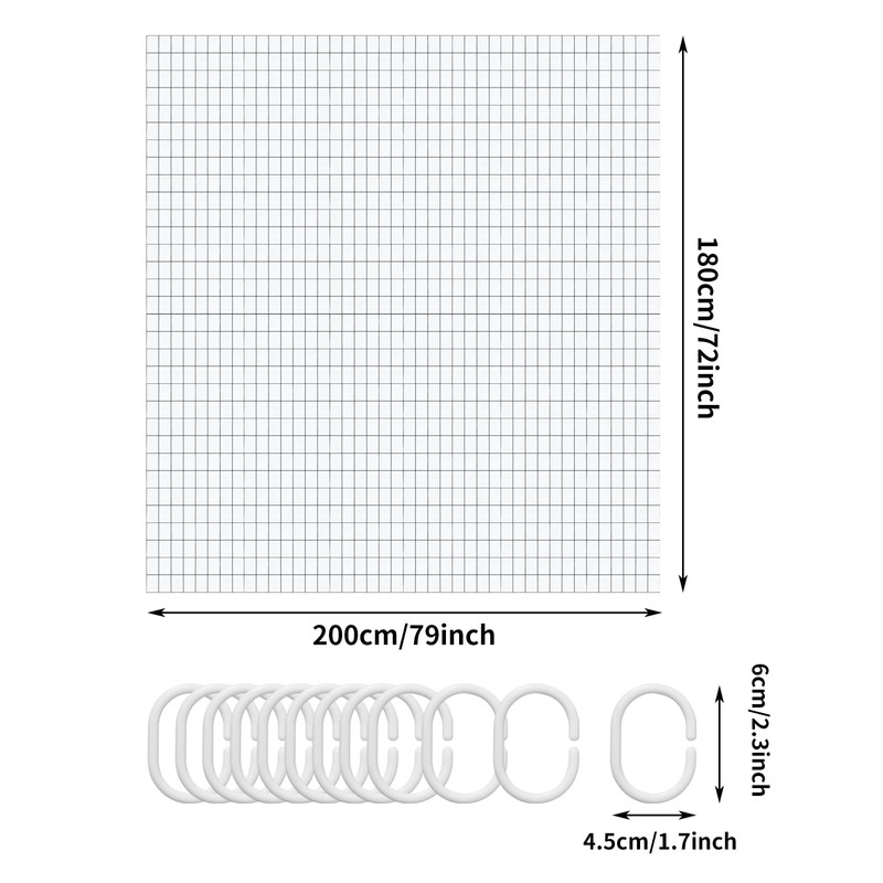 Checkered Shower Curtain - Black Line White Check Shower Curtain,