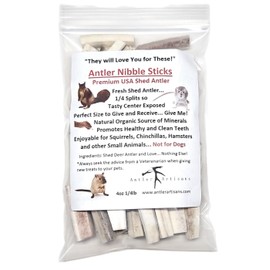 Antler Artisans Antler Nibble Sticks, Squirrels and Small Animal Chews Treats, Teeth Health, Deer and Elk Antler Chews for Chipmunks, Hedgehogs, Guinea Pigs, Rats, All-Natural Nutrition