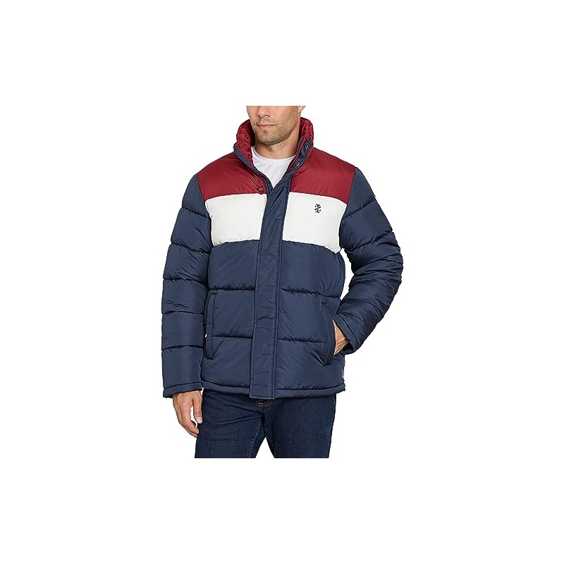 IZOD Men's Color Block Puffer Jacket, Navy