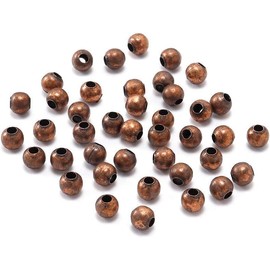 300Pcs 3mm Antique Copper Round Spacer Beads Smooth Ball End Seed Metal Beading and Jewelry Making Findings Accessories Supplie Beads and Bead Assortments, Beading Supplies (0.12inch)
