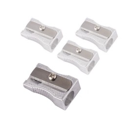 D.RECT Pack of 24 Single Metal Pencil Sharpeners for Coloured Pencils, Silver, 7201