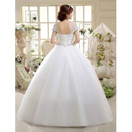 Eyekepper Double Shoulder Floor Length Bridal Gown Wedding Dress Custom Size (14, White)