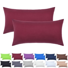 NatureMark Pack of 2 Jersey Cushion Covers, Side Sleeper Pillows, Neck Pillows, Many Sizes and Colours, Oeko-Tex (40 x 60 cm (Suitable for Neck Pillow), Bordeaux Red)