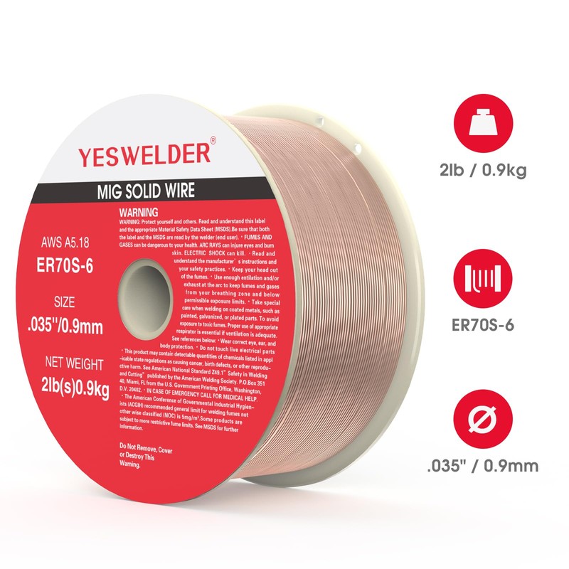 YESWELDER ER70S-6 MIG Wire, Solid Carbon Steel .035-Inch Diameter 2-Pound,