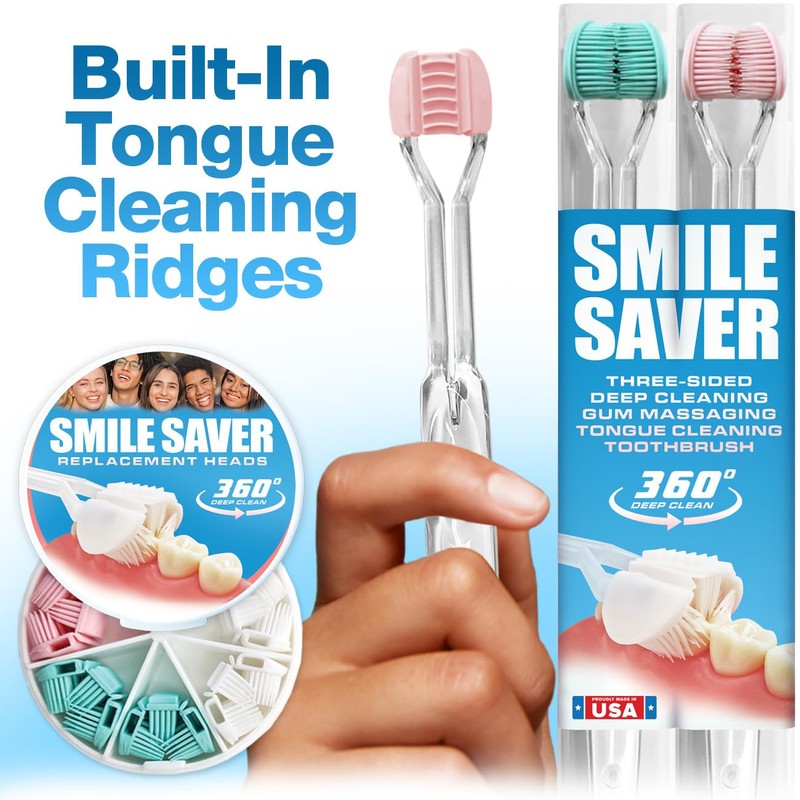 SMILE SAVER 360° Deep Clean 3-Sided Toothbrush | 2-Pack |