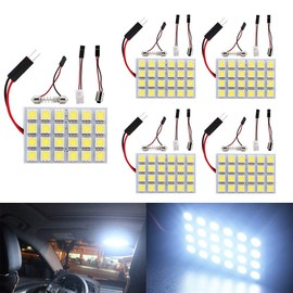 YongMing 24 Row 5050 White LED Room Lamp Dome Light with 3 Adapters for DC 12V 5 Pcs