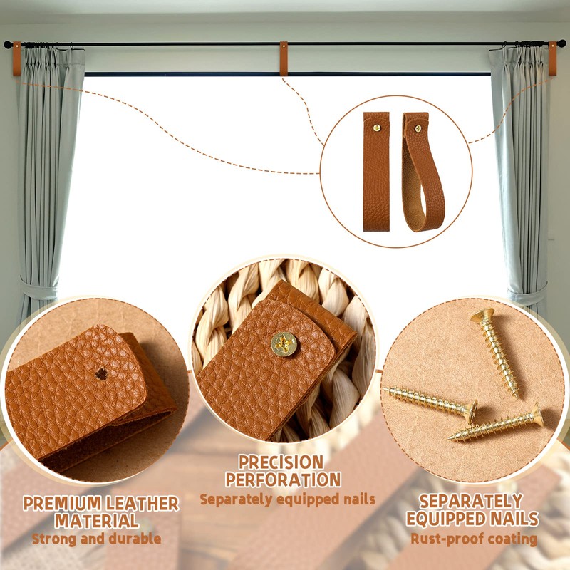 8 Pieces Artificial Leather Wall Hooks 1 x 4.7 Inches