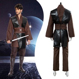 Anakin Skywalker Costume Adult Men Tunic Robe Obi-Wan Cosplay Pants Sash Belt Accessories Outfit