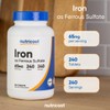 Nutricost Iron (As Ferrous Sulfate) 65mg, 240 Tablets - Non-GMO,
