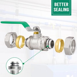 Jingzan 3/4" Air Piping Fittings, Nickel-Plated Brass Ball Valve Includes Tubing Clips – 3/4" × 3/4" Piping M8039 Shut-Off Valve for Garage, Workshop Compressed Air Line Systems (1 Set Valve)