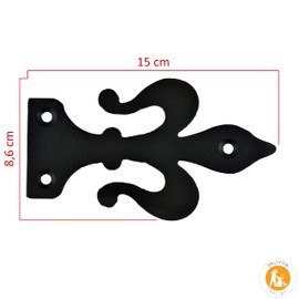 MORIA DESIGN 150 x 86 x 2 mm, dummy hinge for dressers, furniture cabinets, wooden furniture, furniture doors, small shutters, powder coated, black