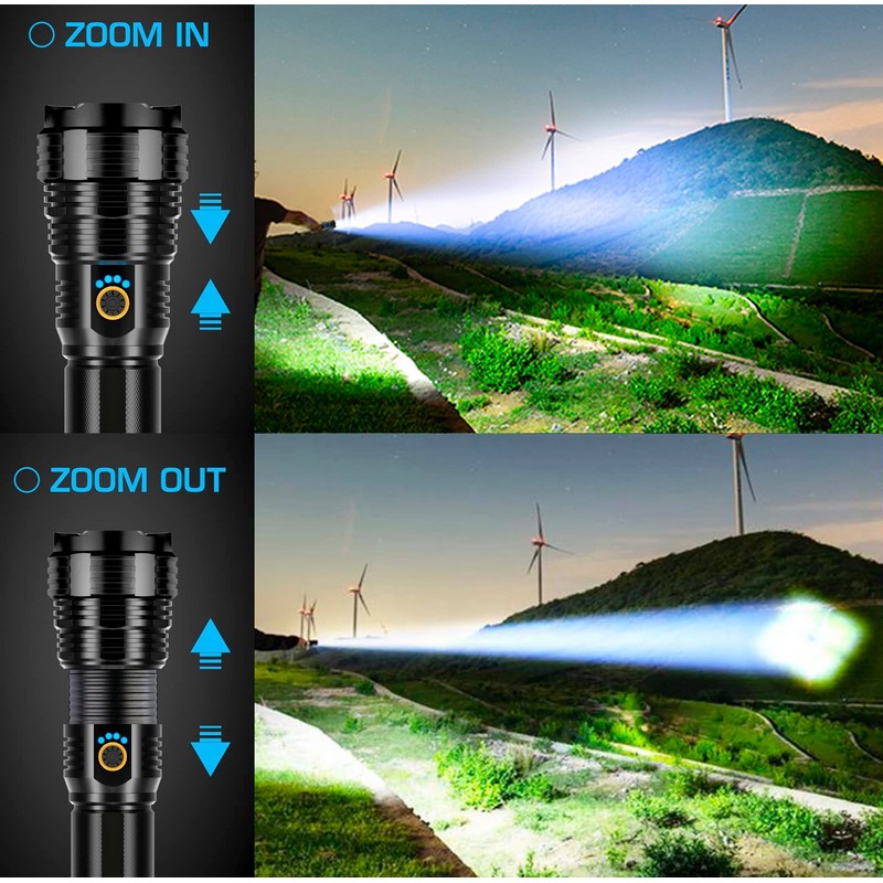 Sinvimes Rechargeable Flashlights High Lumens, LED Powerful Super Bright Flash