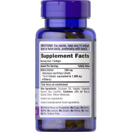 Puritan's Pride Puritan Bilberry 4:1 Extract 1000 mg Flavonoids/Anti-Oxidants/Eyes 2X90 or 1X180