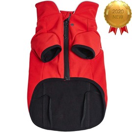 Blueberry Pet Windproof Waterproof Reflective Softshell Dog Jacket, Red, Back Length 27.5", Size 26, Warm & Lightweight Winter Outdoor Windbreaker Coats Raincoats for Dogs