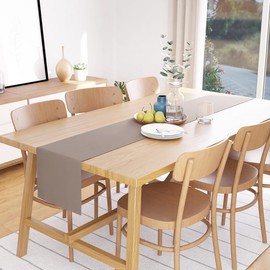 Encasa Table Runner Size 32x183 cm | Cotton Canvas Fabric | Beige Solid Color | Machine Washable & Durable