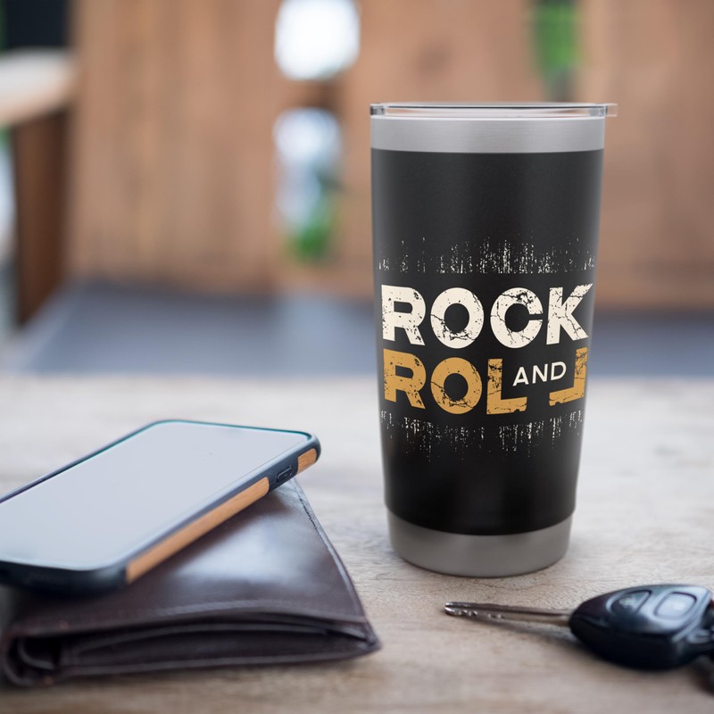 Rock & Roll Distressed Washed Rocker Concert Stainless Steel Insulated