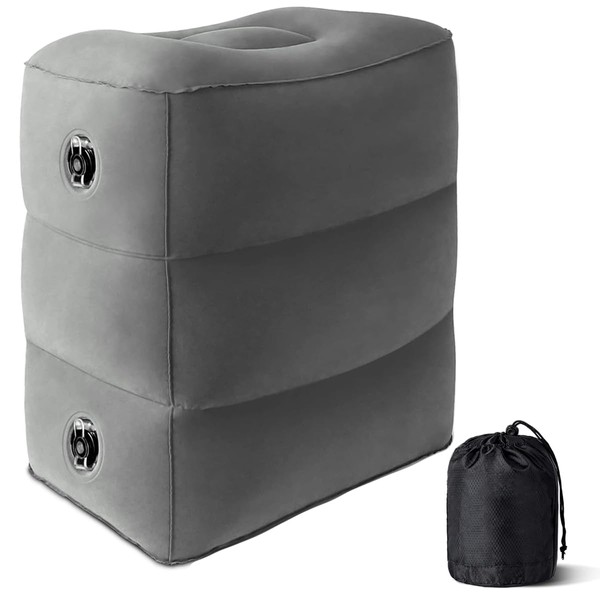 Baiao Inflatable Foot Rest Pillow, Adjustable Height Airplane Travel Pillow,
