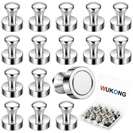 Wukong 16 x 20 mm Strong Magnets for Magnetic Board, Pack of 16 Neodymium Magnets Extra Strong, Magnets Pin Board, Super Magnets for Magnetic Board, Whiteboard, Fridge and Office