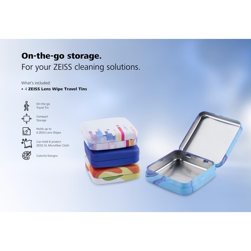 ZEISS Lens Cleaning Accessory Tin Box Containers with Hinge Lids,