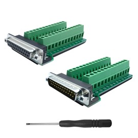 iYueMps DB25 Breakout Board 25-Pin Female + Male Breakout Adapter D-SUB RS-232 Serial to 25 Pin Solderless Terminal Block Signal Module (DB25 Male + Female)